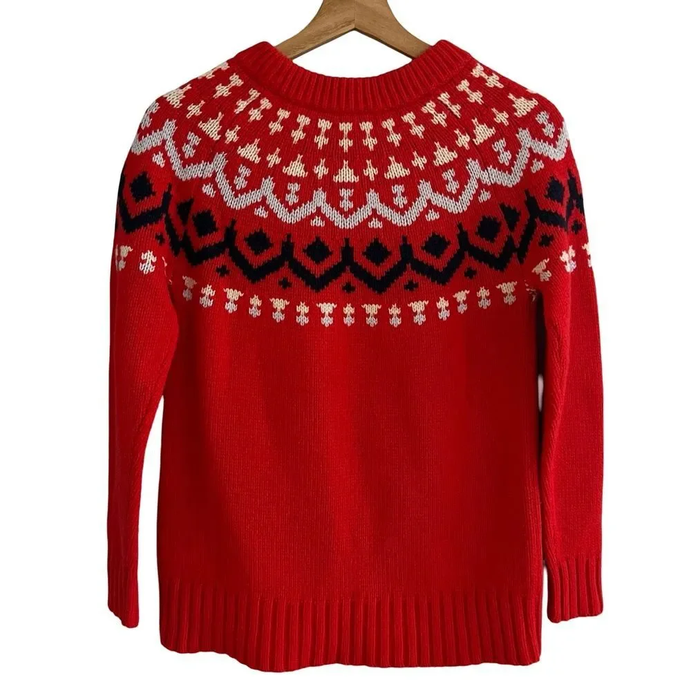 J Crew Womens Fair Isle Wool Blend Sweater Size XS Apres Ski Cabincore Nordic